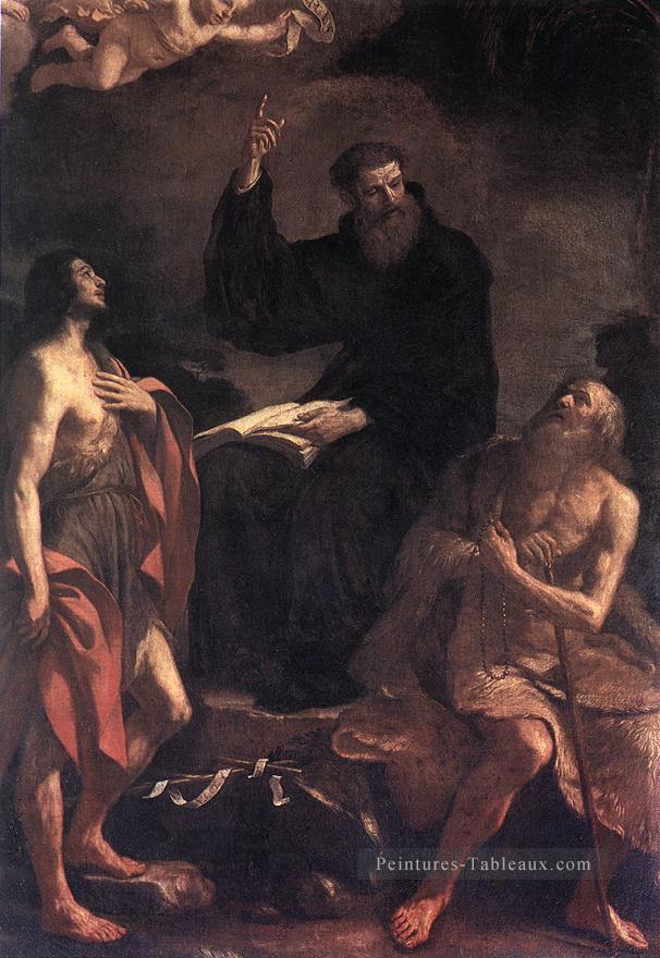 St Augustin Saint Jean Baptiste et St Paul l’Ermite Guerchin Baroque Peintures à l'huile